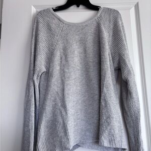 aerie Light Gray Ribbed Crewneck Sweater